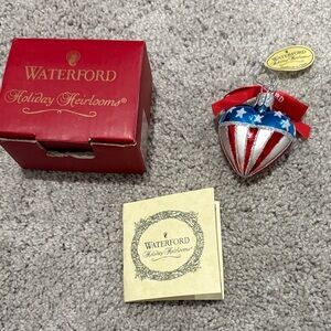 Waterford Patriotic Heart Ornament in Red, White & Blue